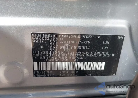 2024 Toyota Rav4 Hybrid Le из США, поврежденный, VIN 4T3MWRFV4RU151519